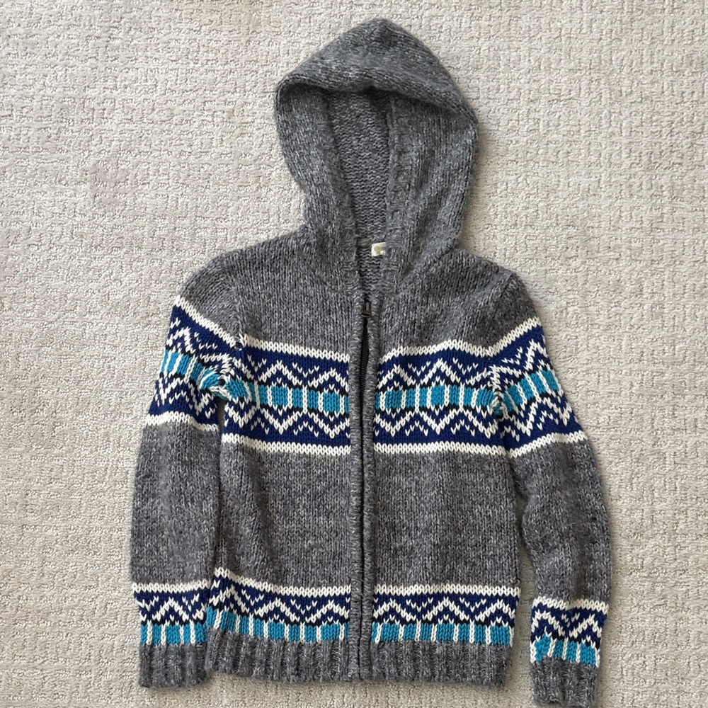 Gray Patterned Boy’s Zip up Sweater